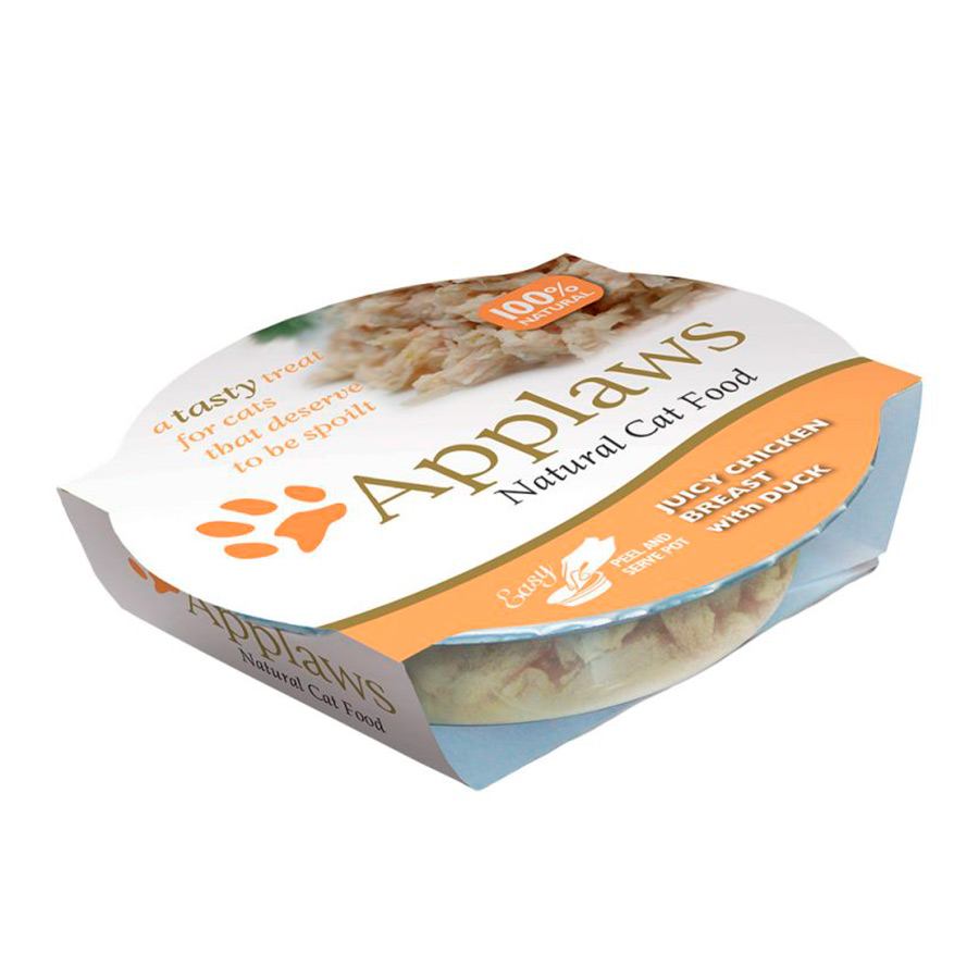 Pote de 60g de ração para gatos Applaws sabor Frango e Pato