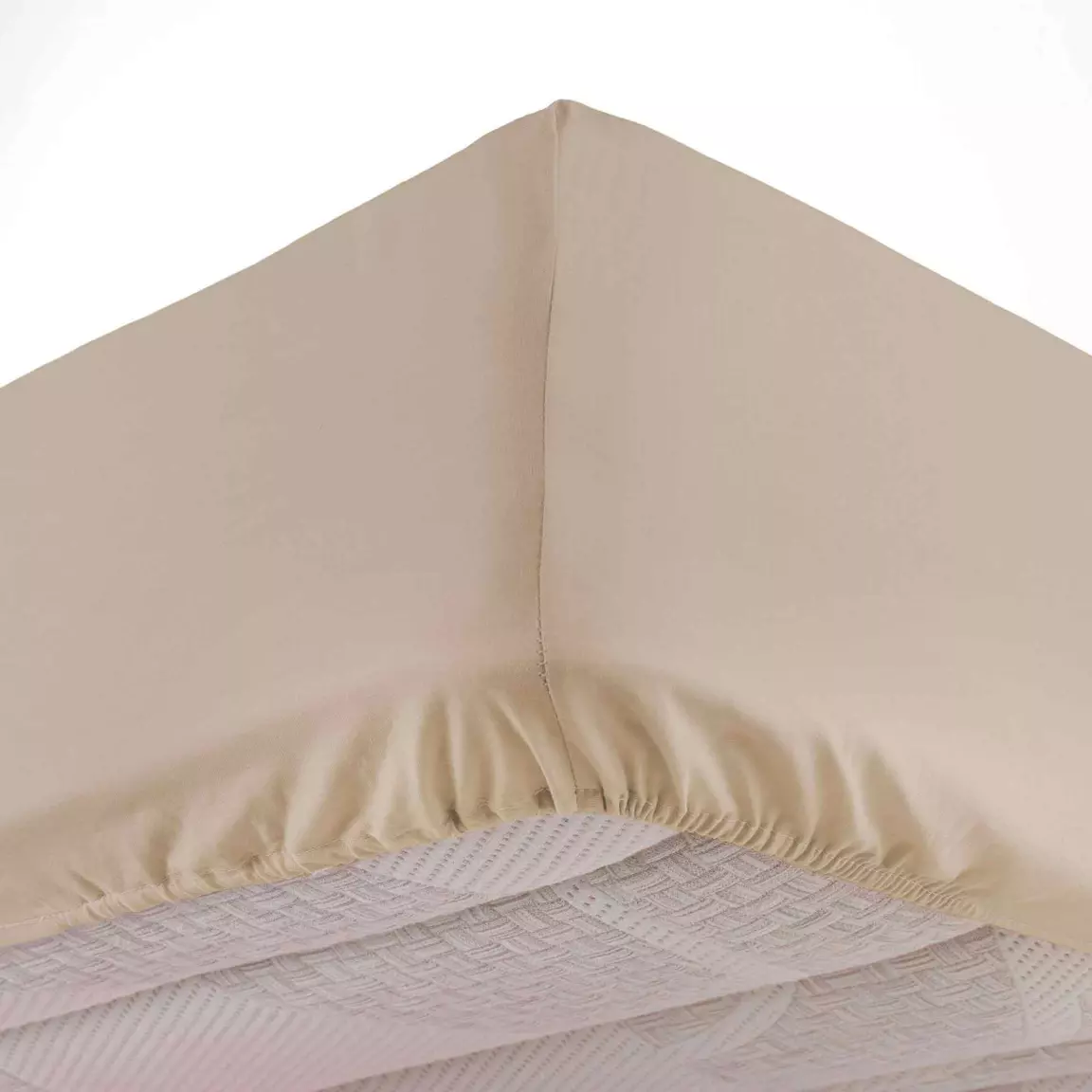 Drap housse coton lavé (140 x 190 cm) Linette Beige