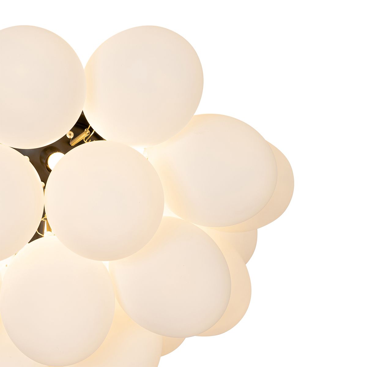 Art deco plafondlamp zwart met opaal glas 6-lichts - Uvas