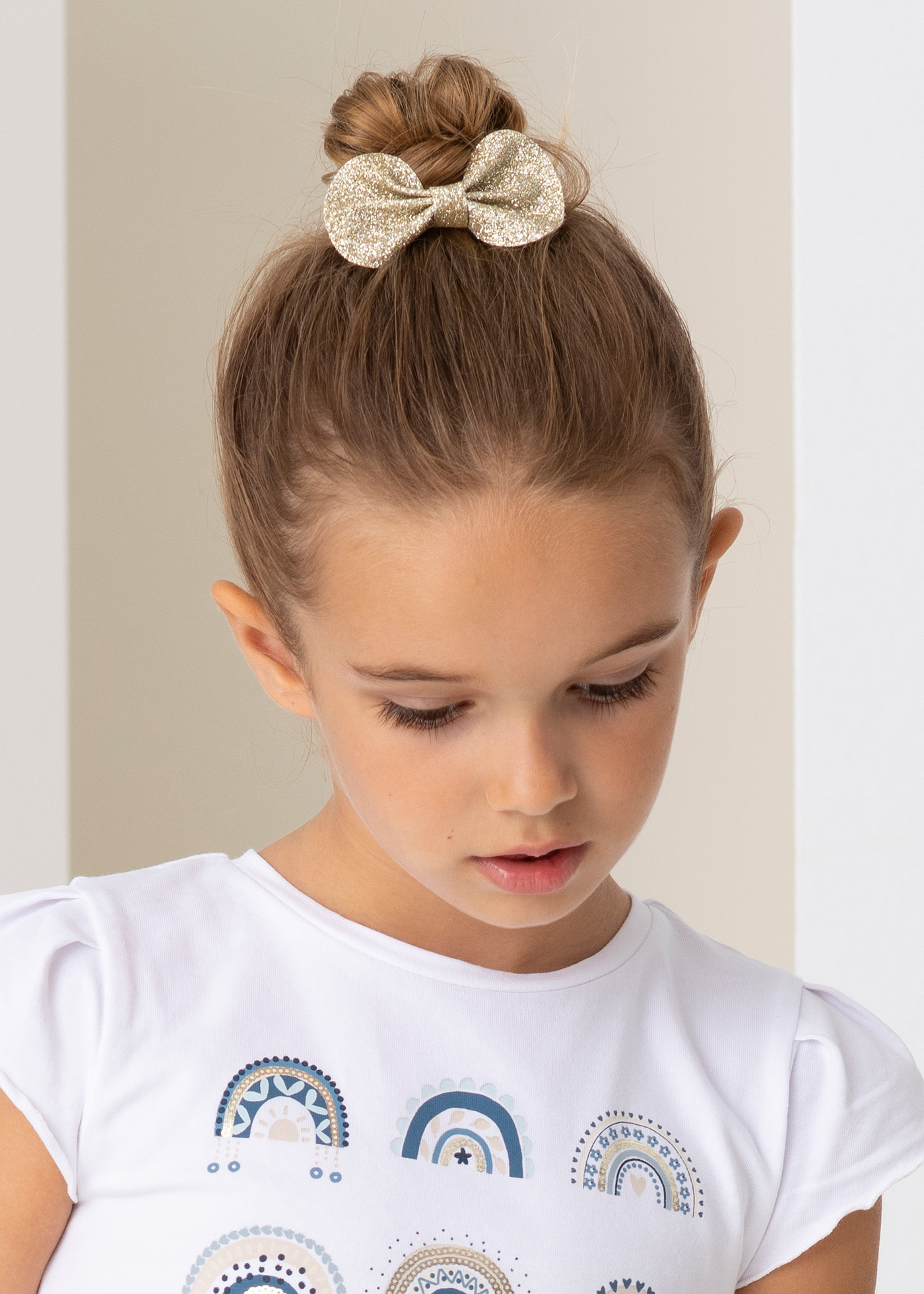 Presilha de laço com glitter para meninas