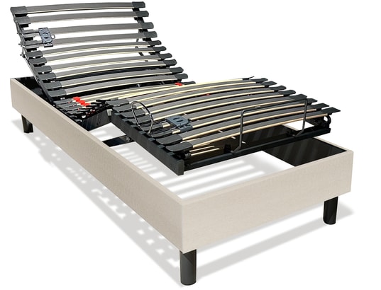 DUNLOPILLO - Sommier Electrique 90 x 190 Anatomique 90x190cm tissu capitole beige