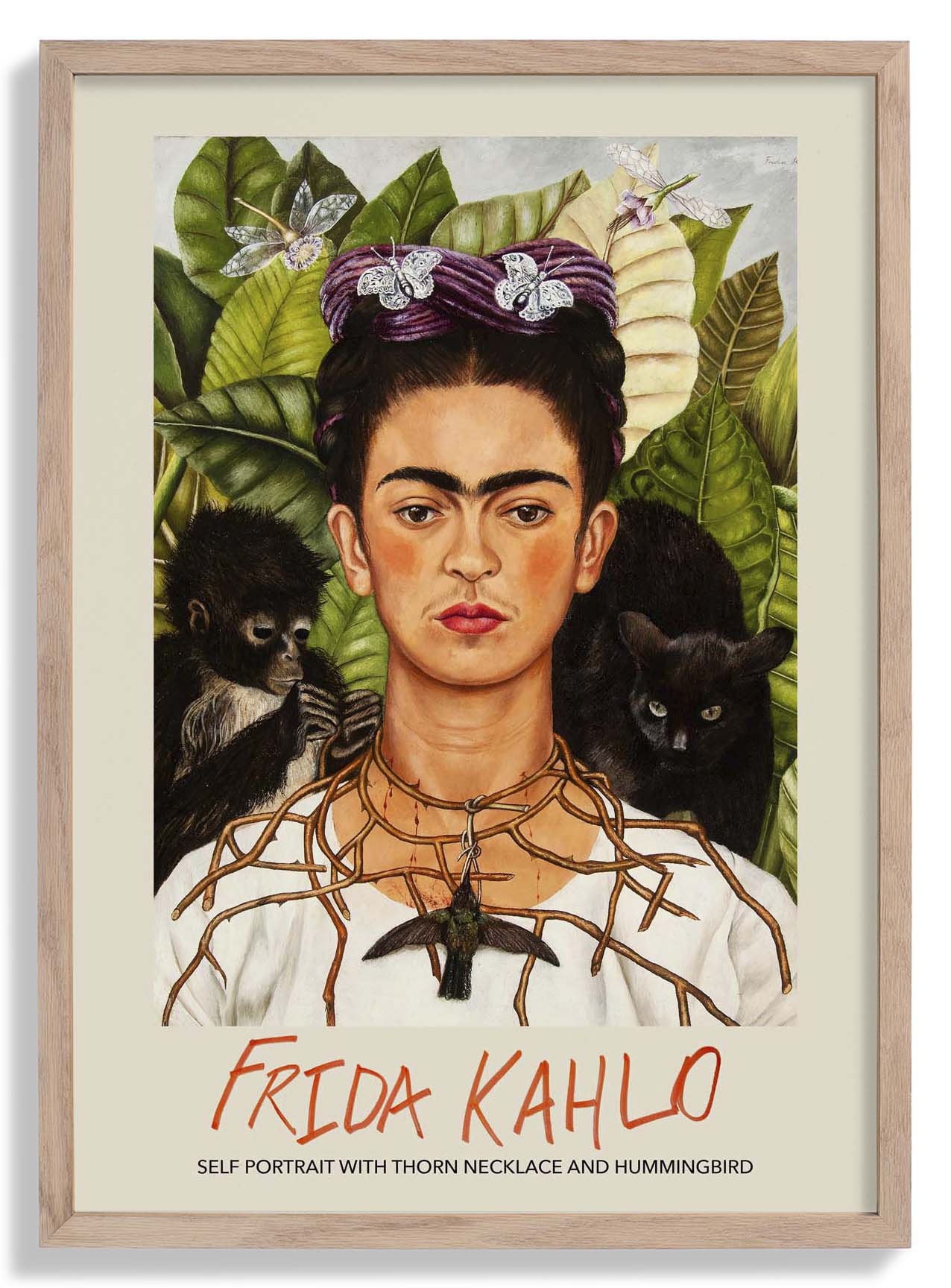 Selbstporträt mit Dornenhalskette und Kolibri von Frida Kahlo Kunstausstellung