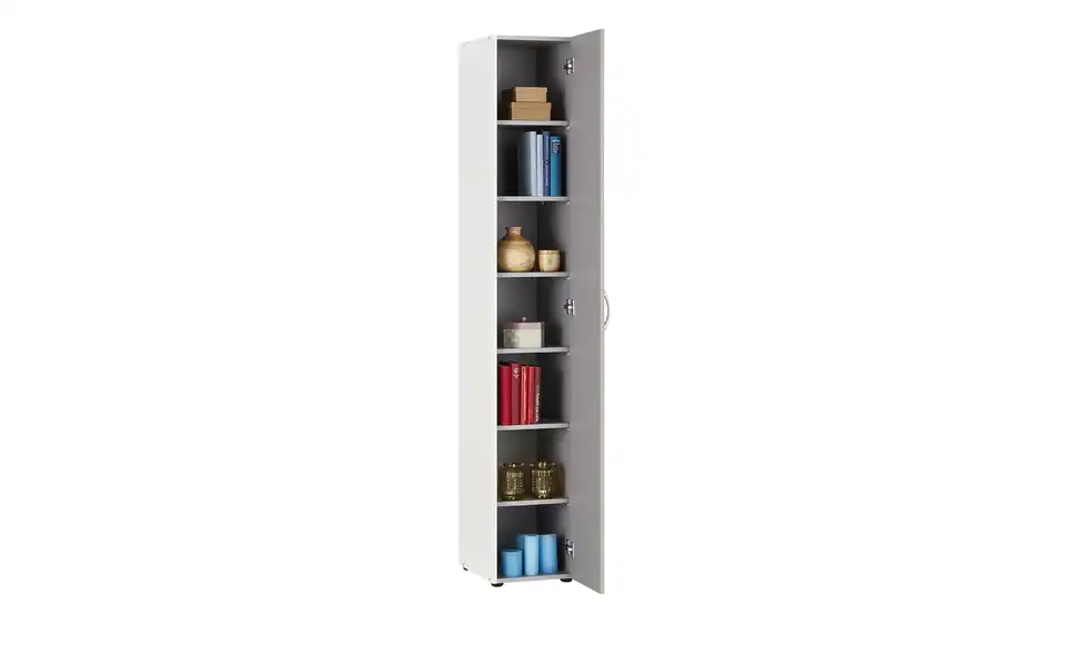 Schrank, 1-türig Multischrank-System 30 cm Weiß, Betonoptik