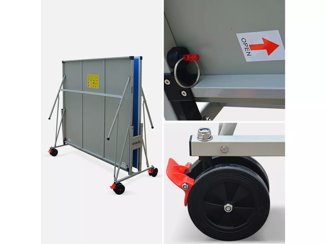 Table de ping pong OUTDOOR bleue - table pliable avec 4 raquettes et 6 balles. pour utilisation extérieure. sport tennis de table