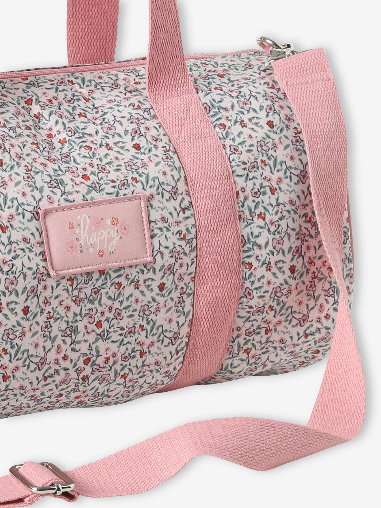 Bolsa esportiva rosa com estampa floral 
