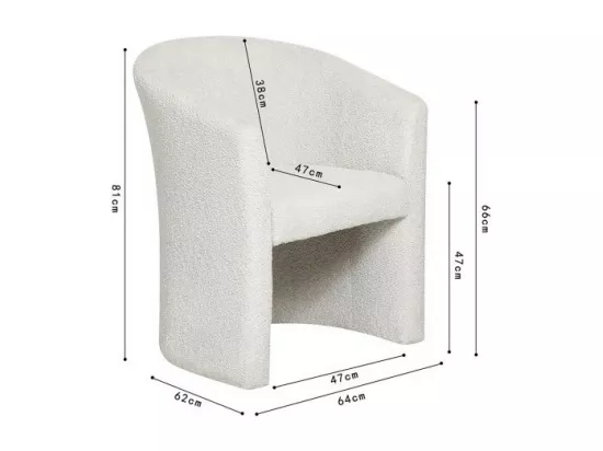 Fauteuil de salon KYOTO – Confortable en tissu bouclé blanc – Design moderne et élégant