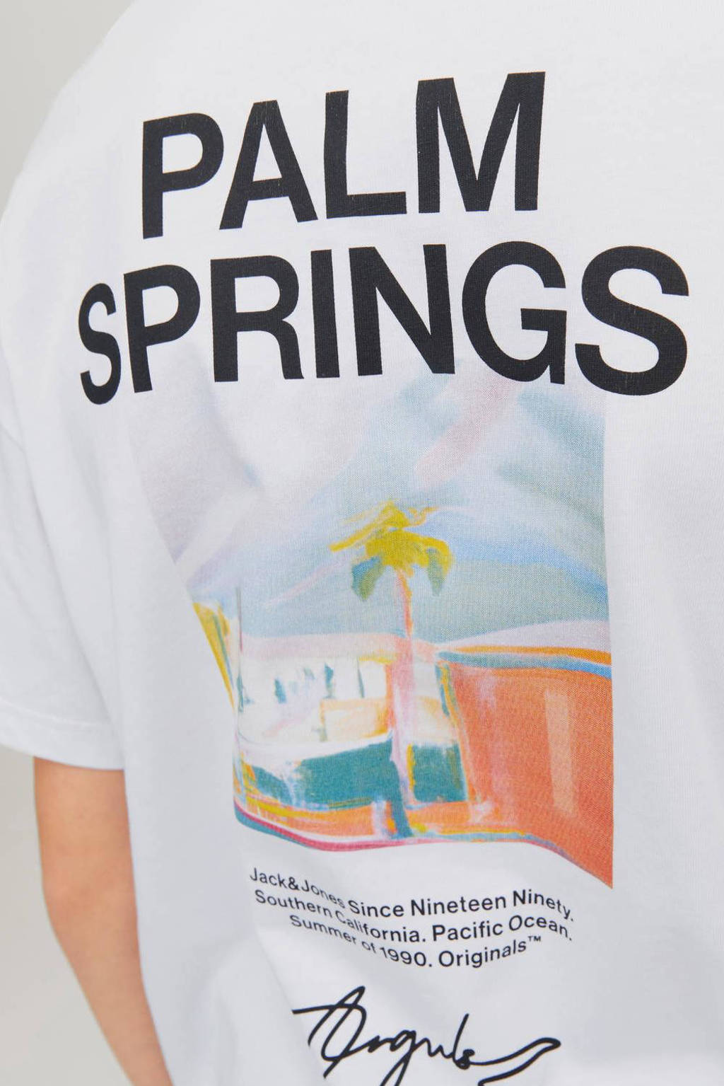 JACK & JONES T-shirt JORARUBA LANDSCAPE met backprint wit