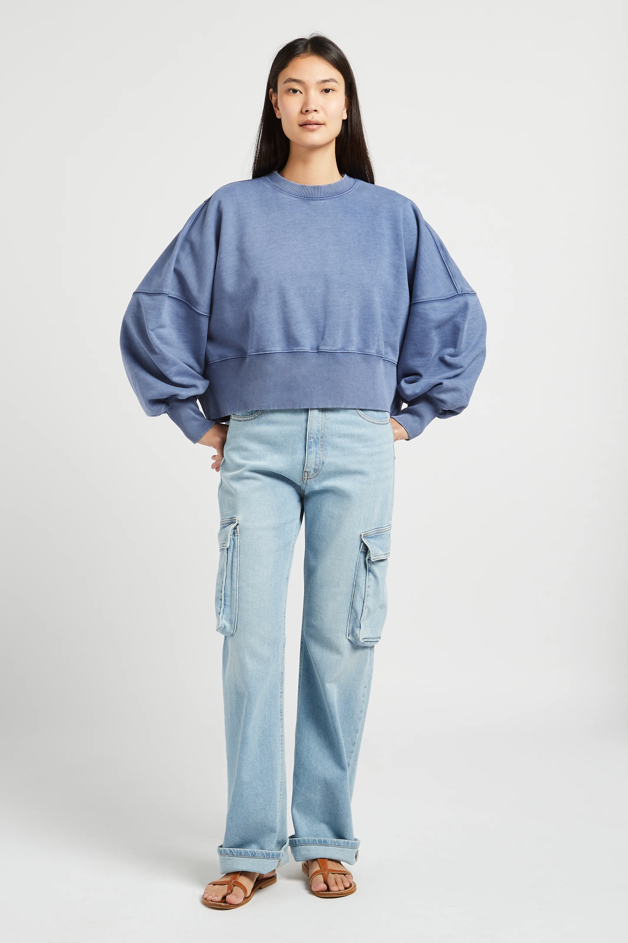 BATTLE - Jean cargo en coton stretch | Bleu