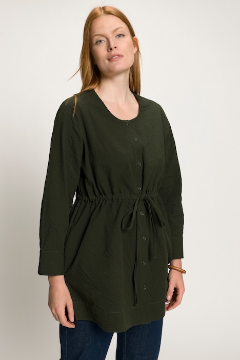 Longbluse, A-Linie, Rundhals, Langarm, Biobaumwolle