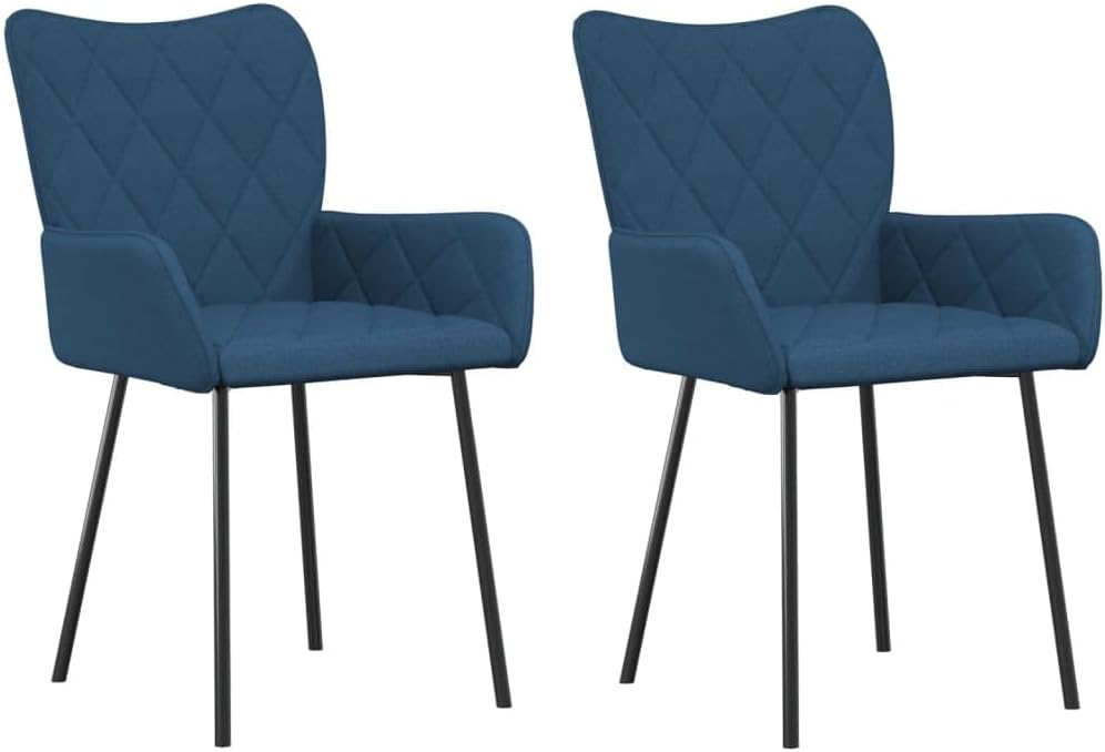 Esszimmerstühle 2er Set Blau Stoff Armlehne 55x58x82 cm Metall Sperrholz Bequeme Polsterung Moderne Esstischstühle für Küche Esszimmer und Essbereich