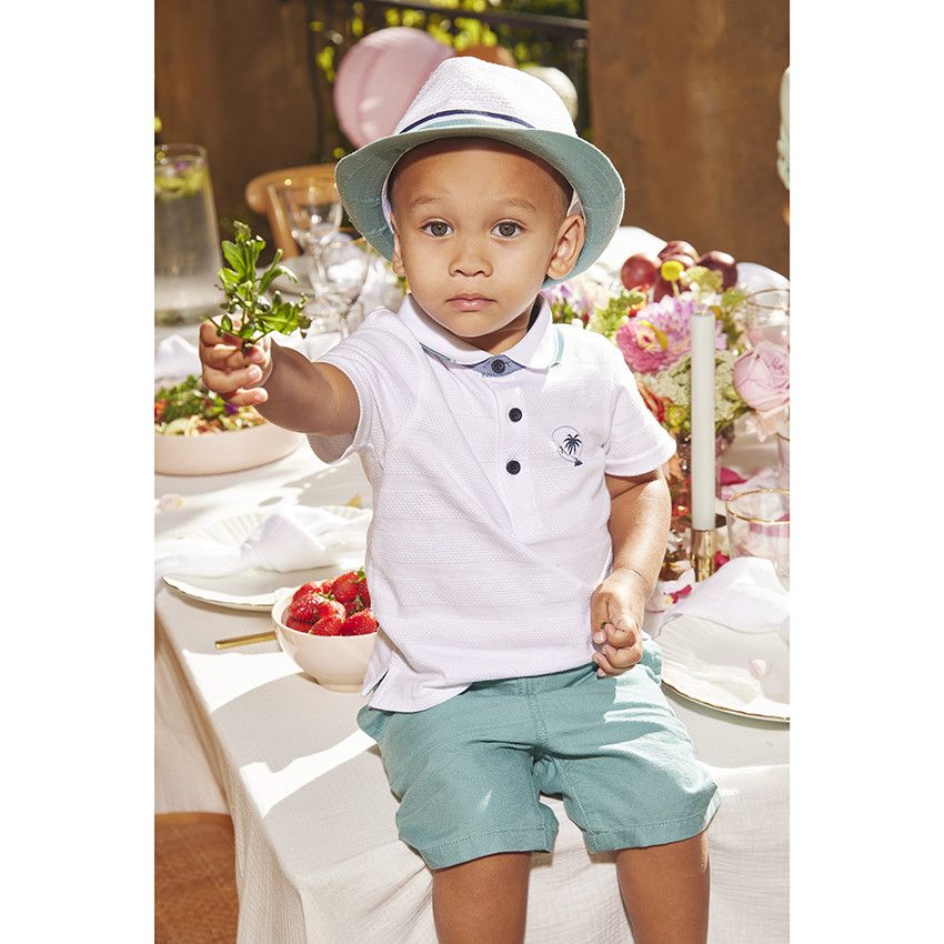 Bermuda en coton fantaisie uni pour bébé garçon - Kaki