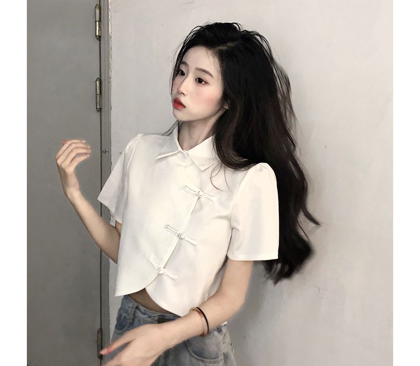 Shinsei - Blouse met korte mouwen en kraag