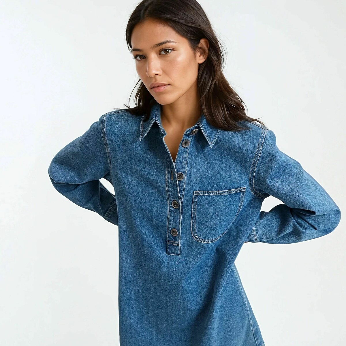 COLEÇÕES LA REDOUTE<br>Saia curta jeans, Assinatura ALBANE