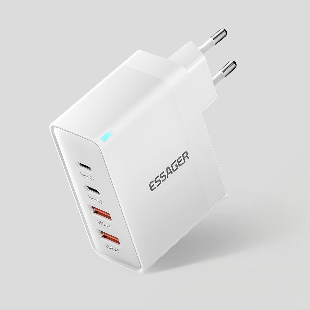 (100W) 2x USB A / 2x USB C GaN Ladegerät Netzteil Power Delivery / Quick Charge - Weiss