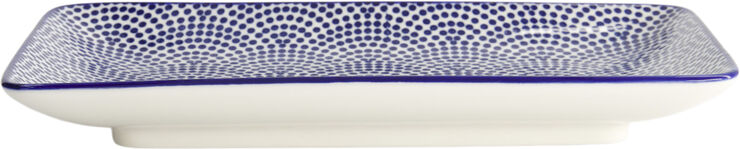 Tokyo Design Studio Nippon Blue Plate Rect 21x13. 5 Dot Blue/white