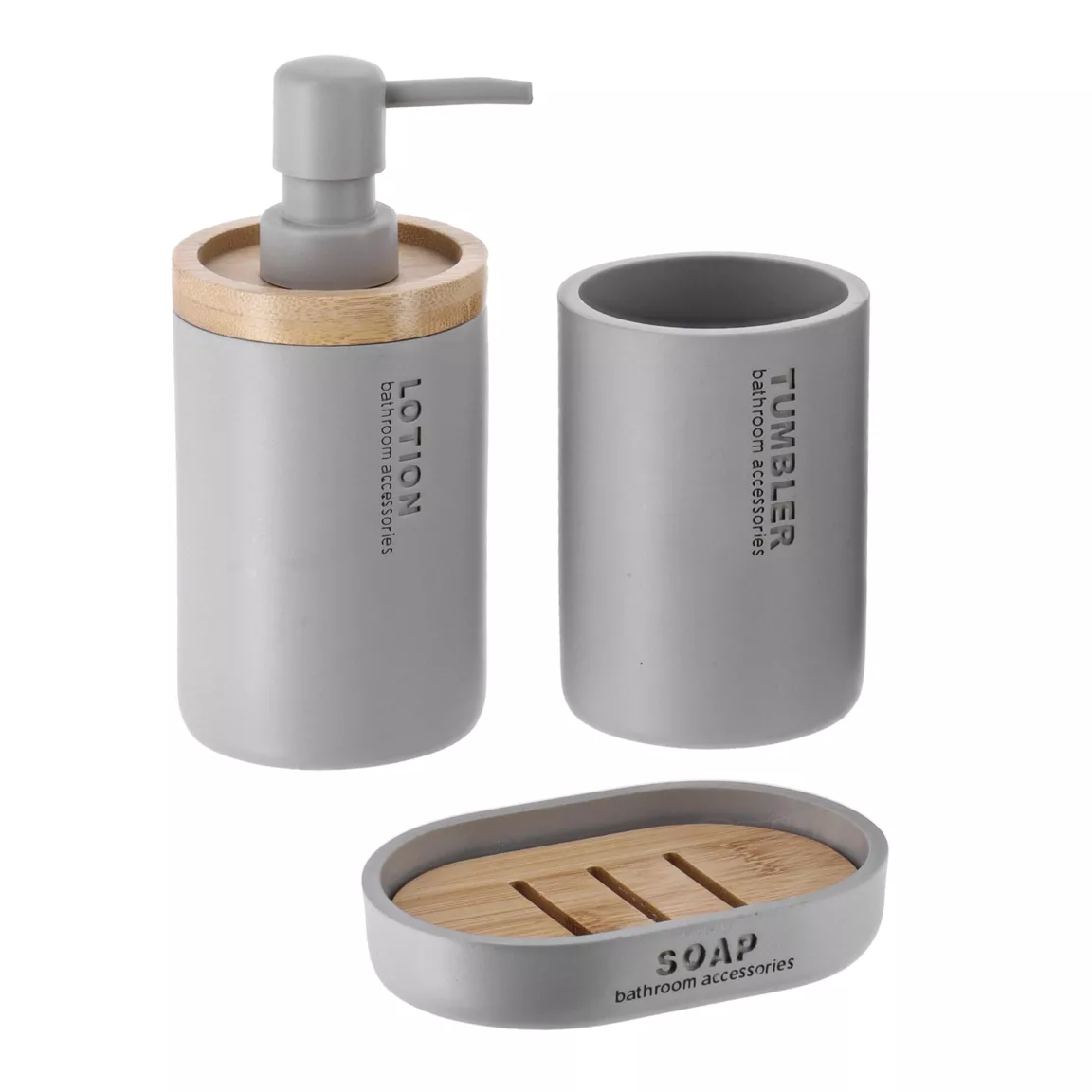 Set d'accessoires salle de bain Purebamboo Gris clair