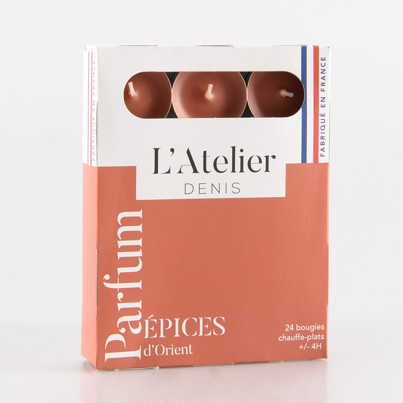 Lot 24 bougies chauffe-plats 'Fleur d'Orient'