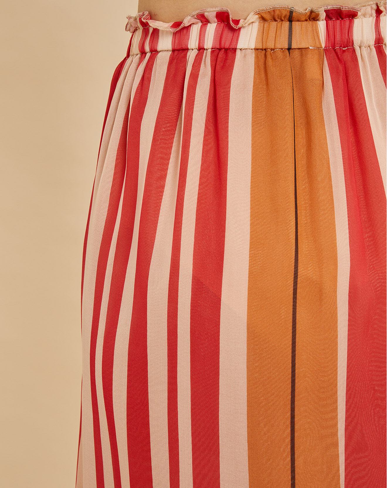Chloé Stora Jupe en voile 100% Soie Lionel rayée rouge