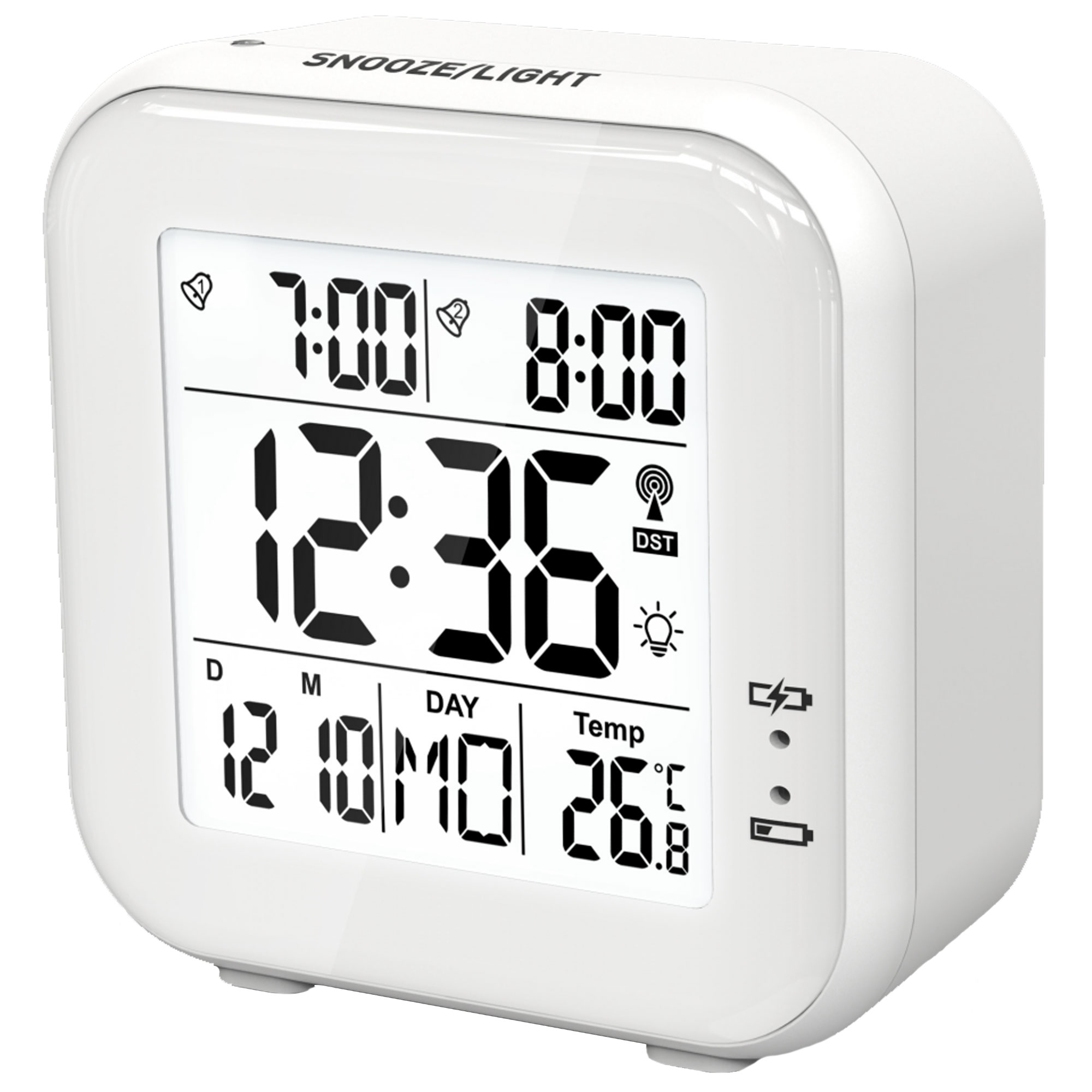 MiravalPremium Design-Funkwecker mit Akku automatisches Nachtlicht