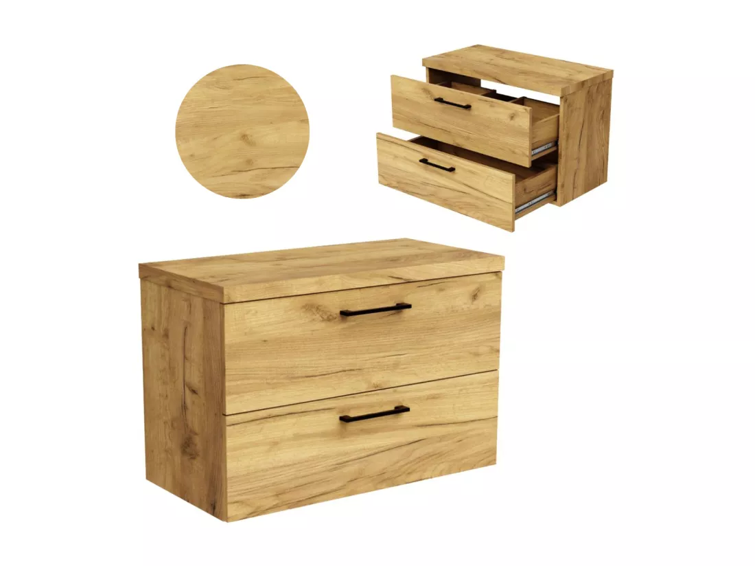Armoire Suspendue pour Salle de Bain 80 cm sous le Lavabo à Poser Commode Chêne Craft