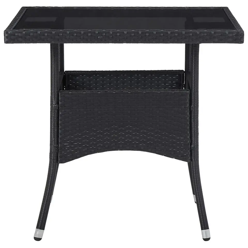 vidaXL - Tuinset - Zwart - Poly rattan en glas - 3 stuks