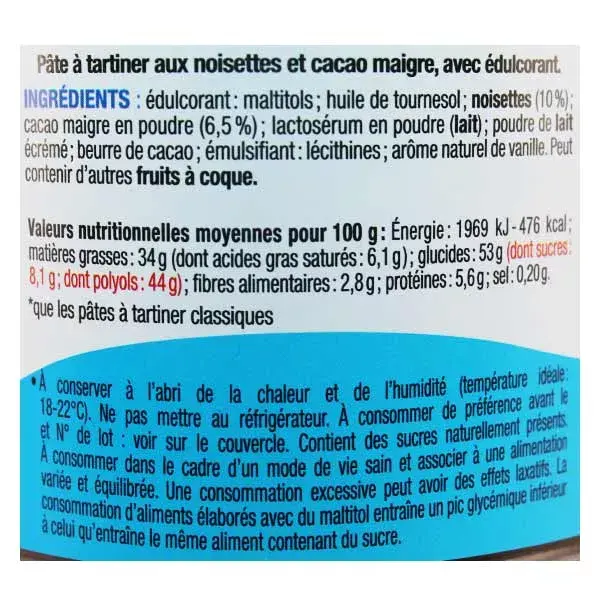 Creme de cacau com avelã Karéléa Chocolate sem adição de açúcar 400g