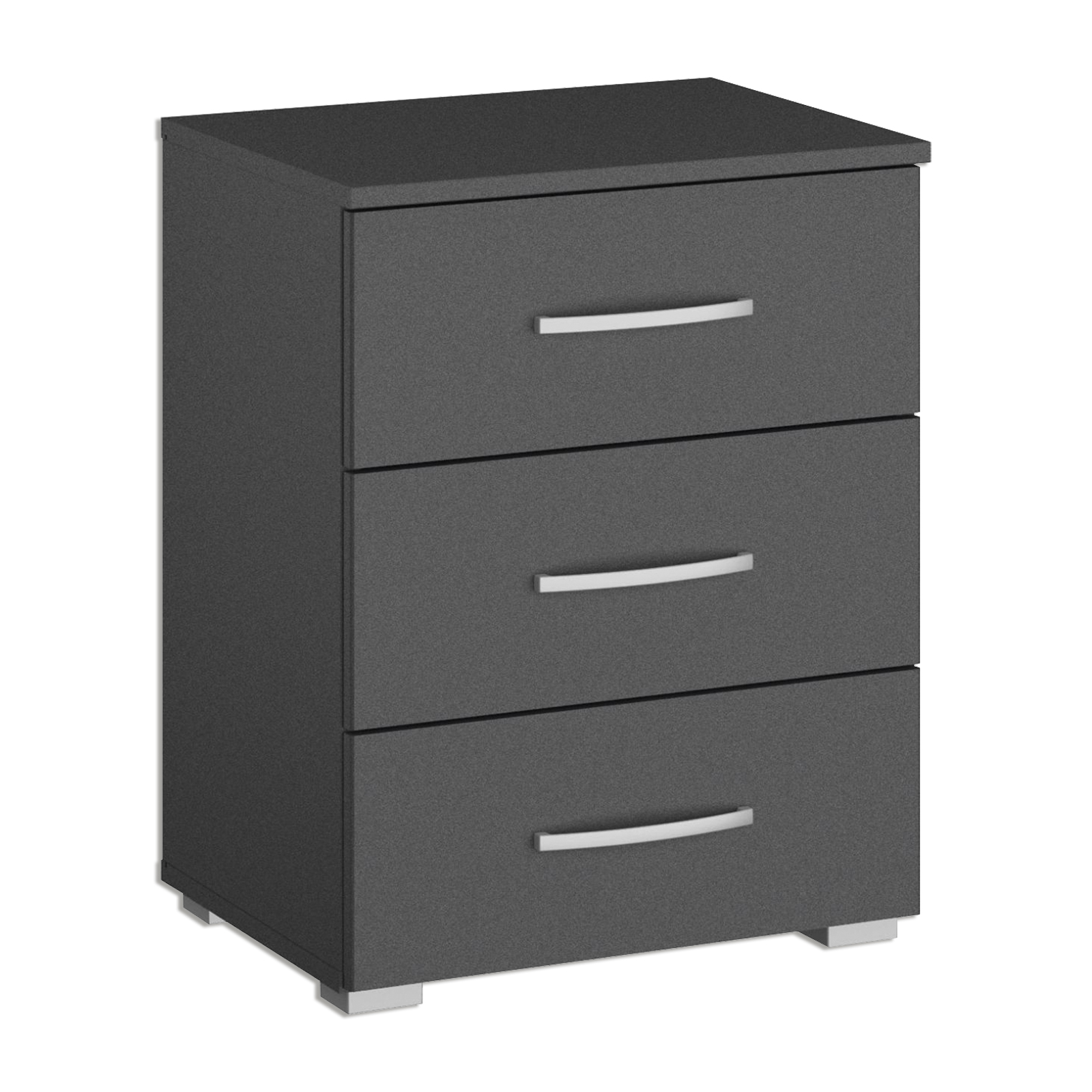 Nachttisch - grau metallic - 3 Schubkästen