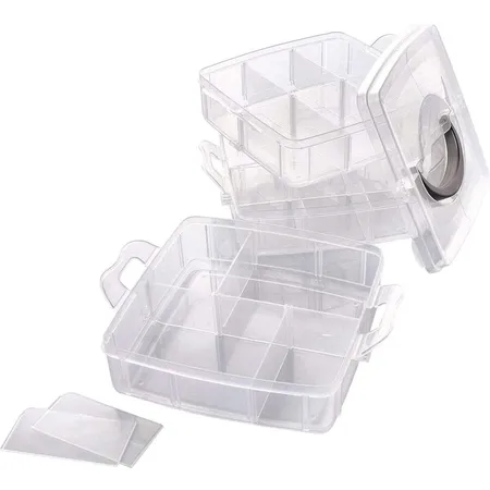 Folia Sortierbox, aus transparentem Kunststoff mit Tragegriff und 18 variablen Fächern