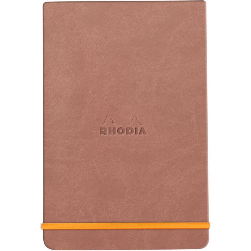 Rhodiarama Webnotepad rembordé rigide 9x14 cm 192 pages ligné microperforé papier ivoire 90g fermeture élastique - Bois de rose