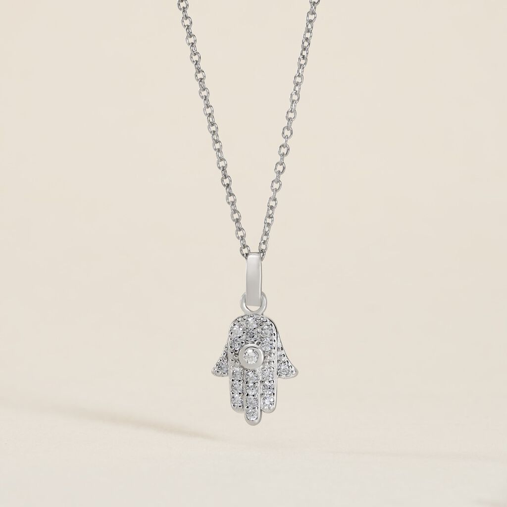 Pendentif Amelot Argent Blanc Oxyde De Zirconium