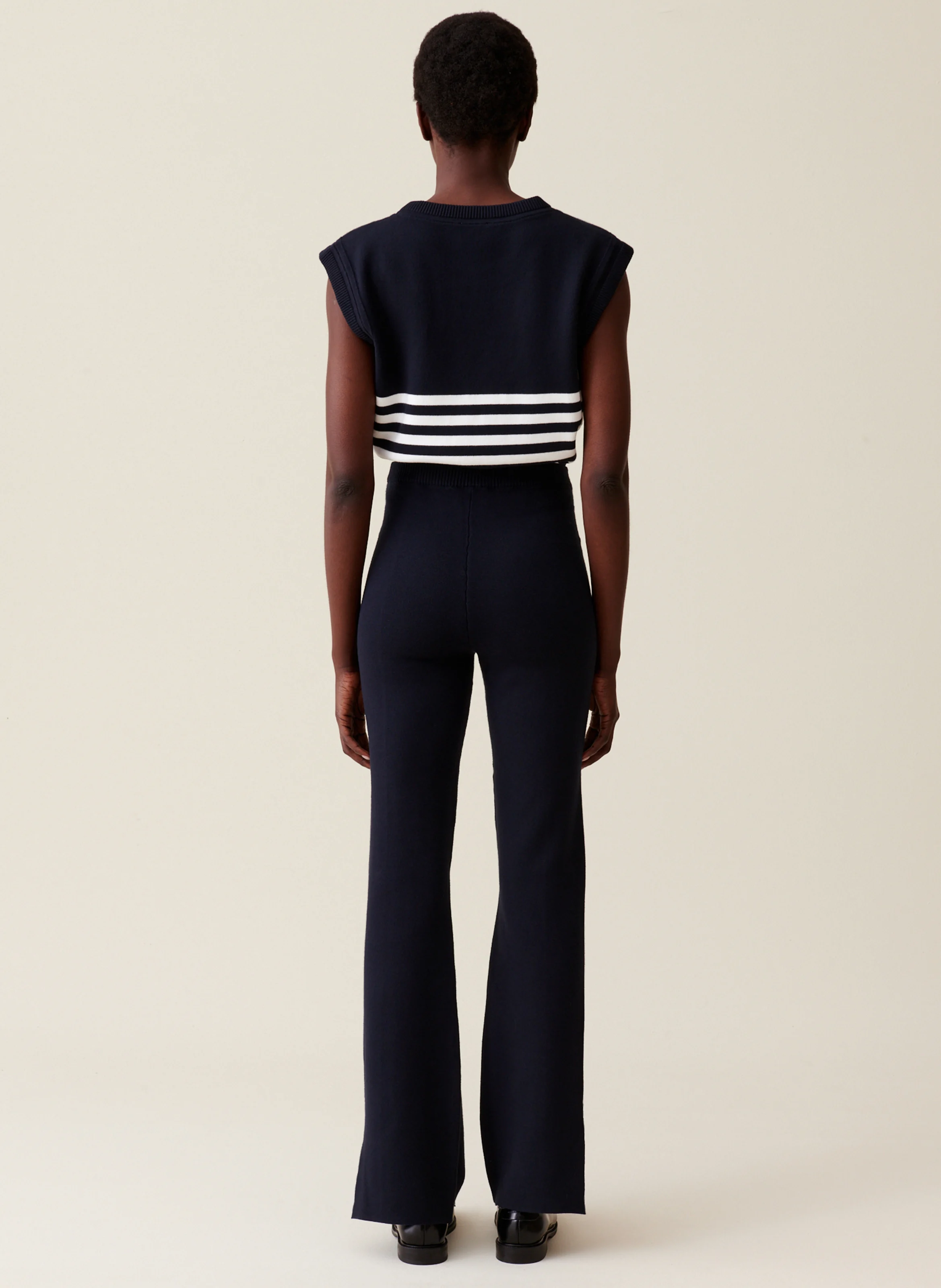 Pantalon flare en maille | Bleu