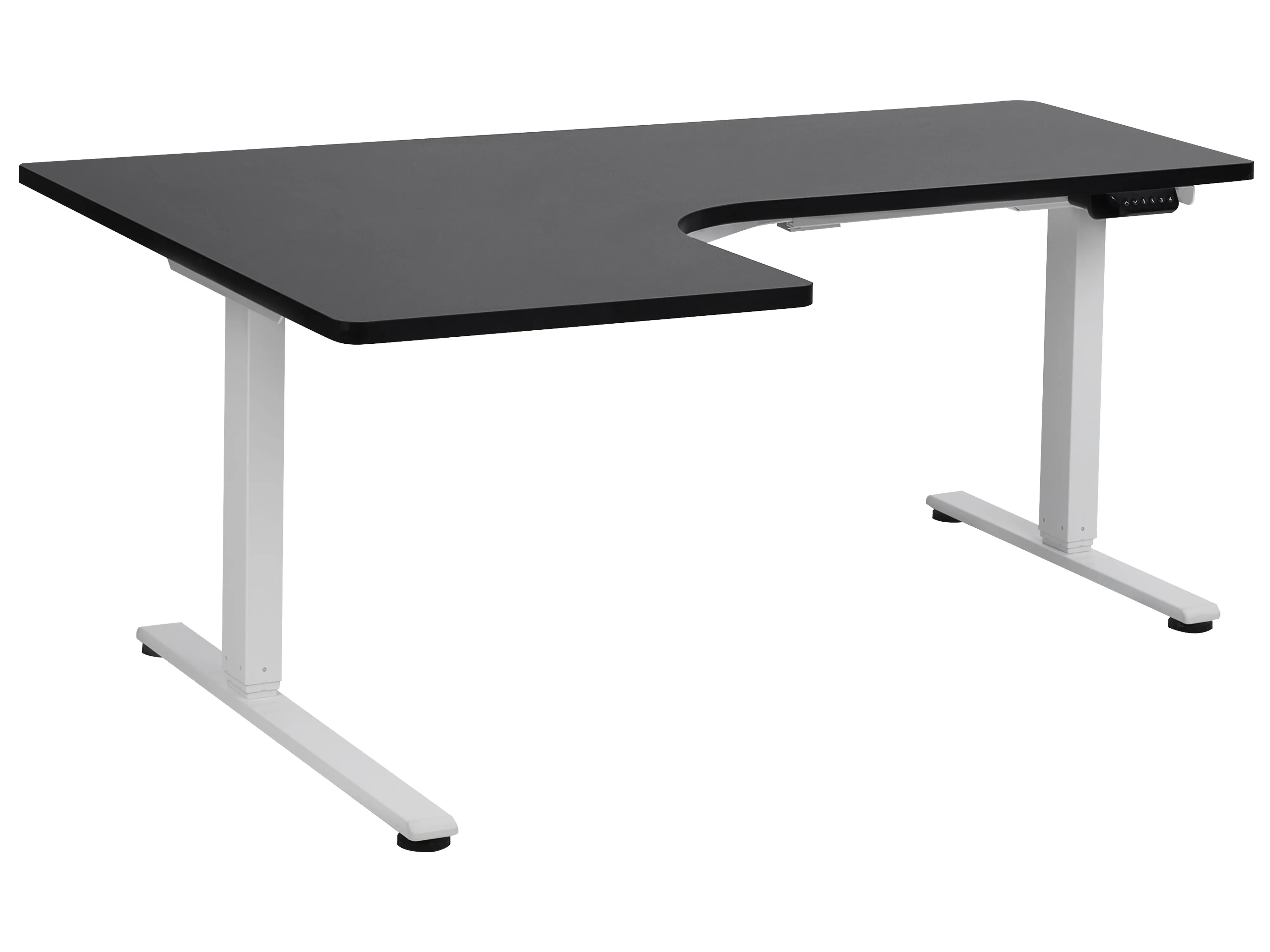 Elektrisch verstelbaar hoekbureau DESTINES Zwart/wit 160 cm 109 cm linkszijdig