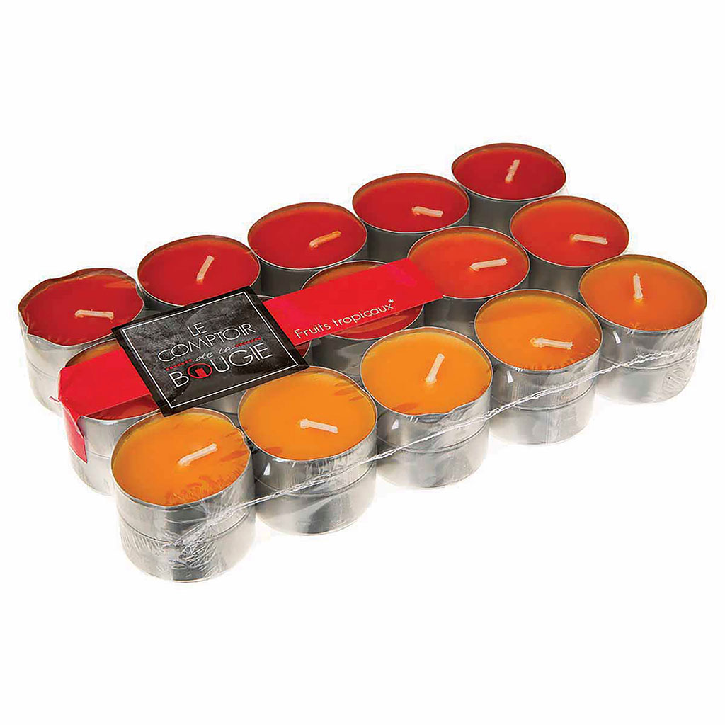Lot de 30 bougies chauffe-plat parfumées fruits tropicaux