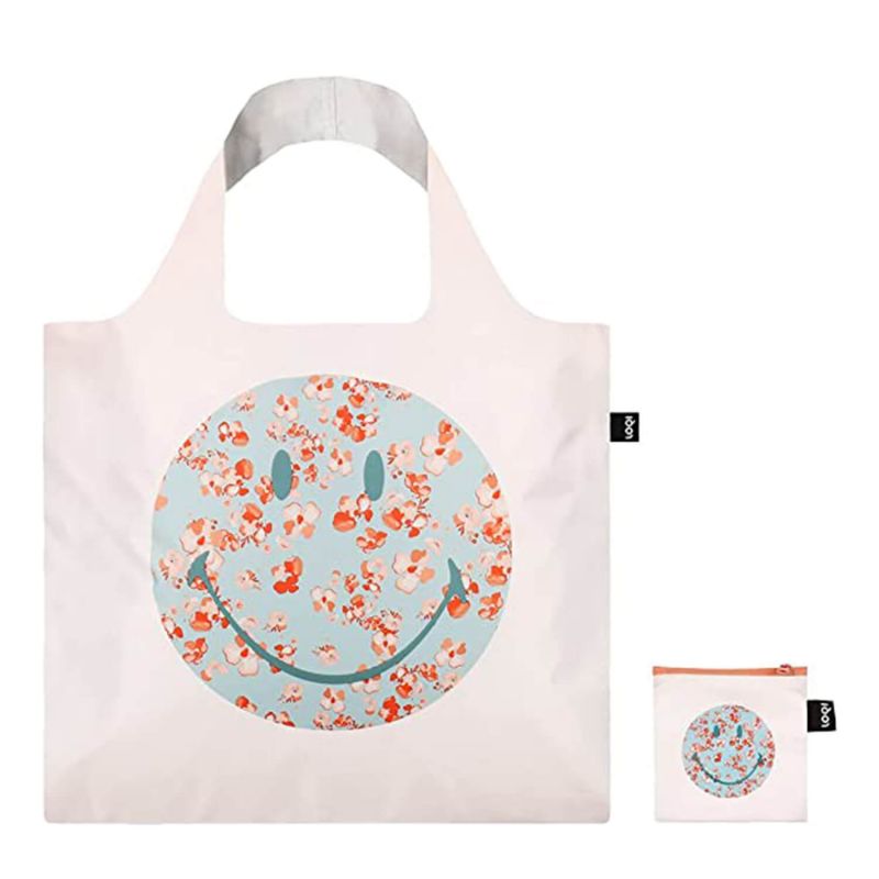 Sac shopping pliable avec pochette zip 50cm Smiley Blossom Bag