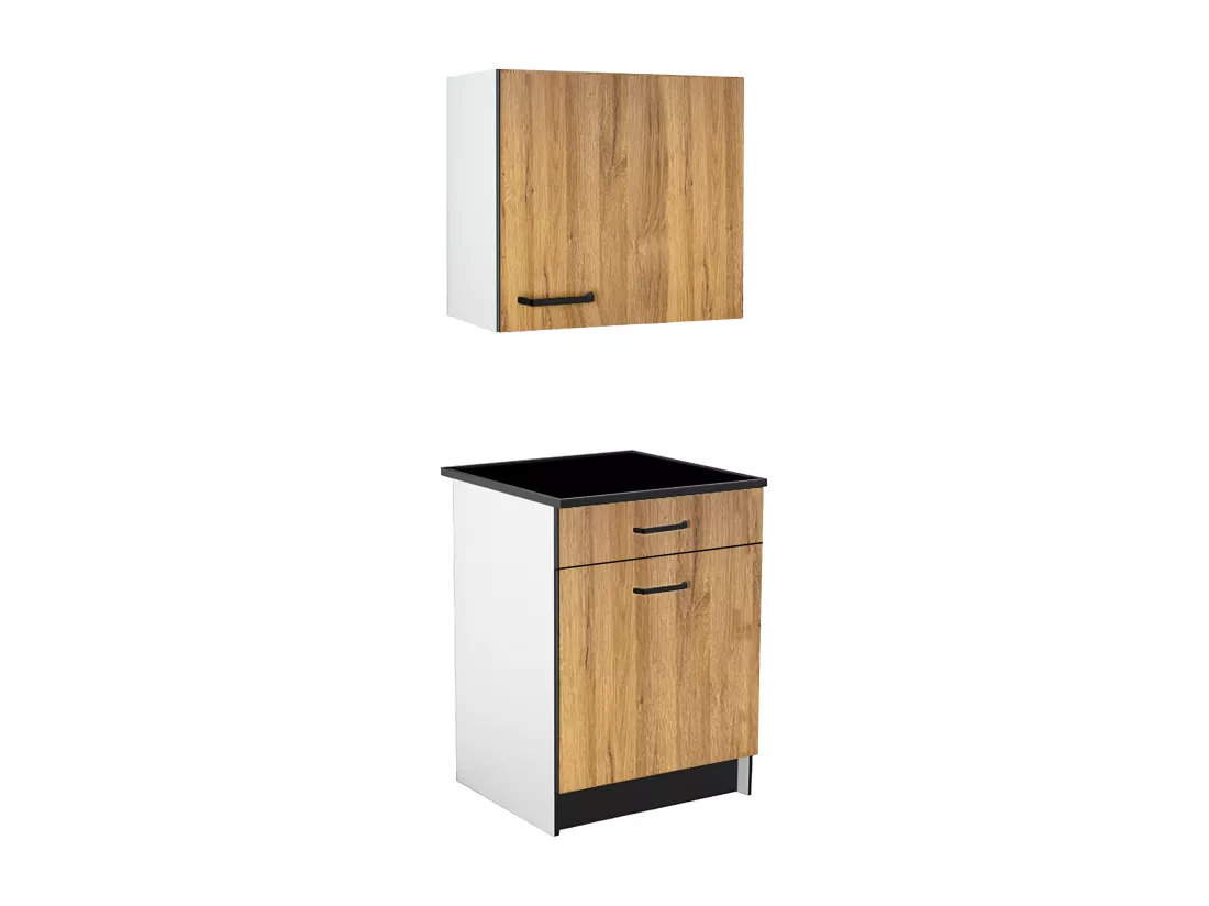 Cuisine complète - Avec plan de travail 300 cm - Naturel & Noir - TRATTORIA