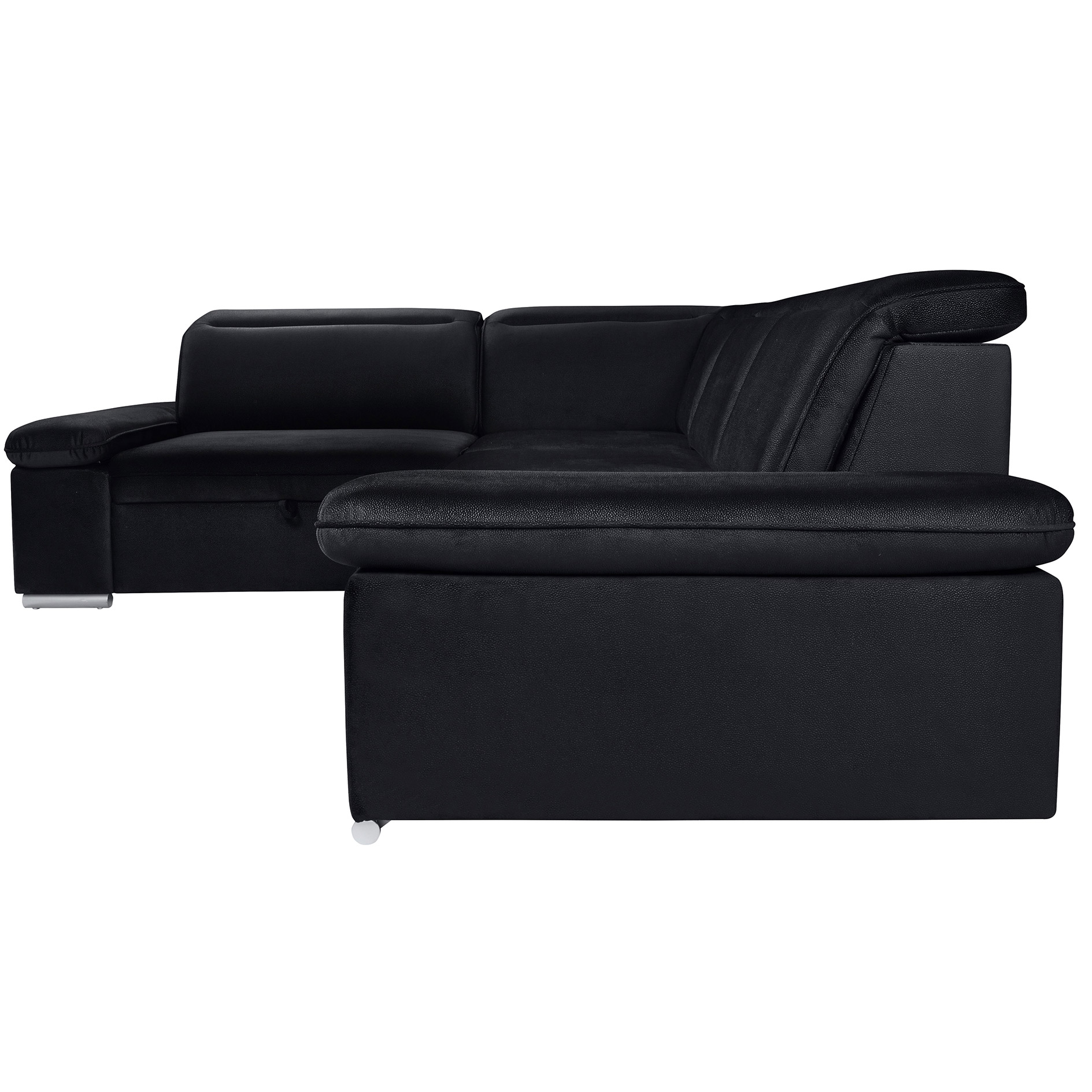 Ecksofa - schwarz - Velvet - Liegefunktion - Recamiere links