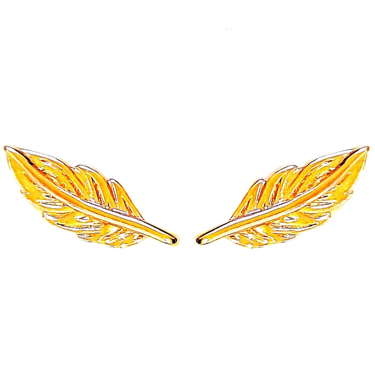Boucles d'oreilles puce plume filigranée en plaqué or