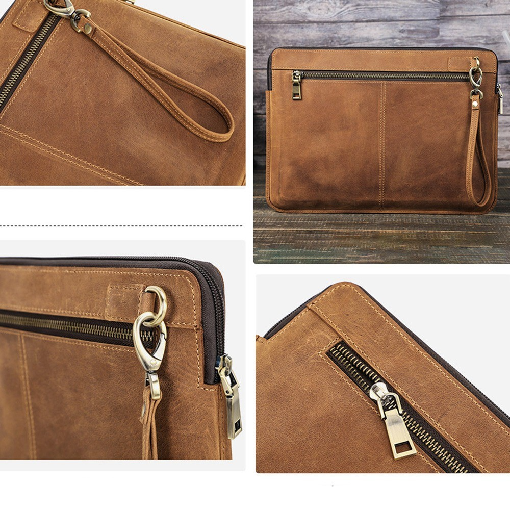 Samsung Galaxy Tab S9 FE  Plus Echtleder Tasche Sleeve Schutzhülle für MacBook / Laptop / Notebook - Dunkelbraun