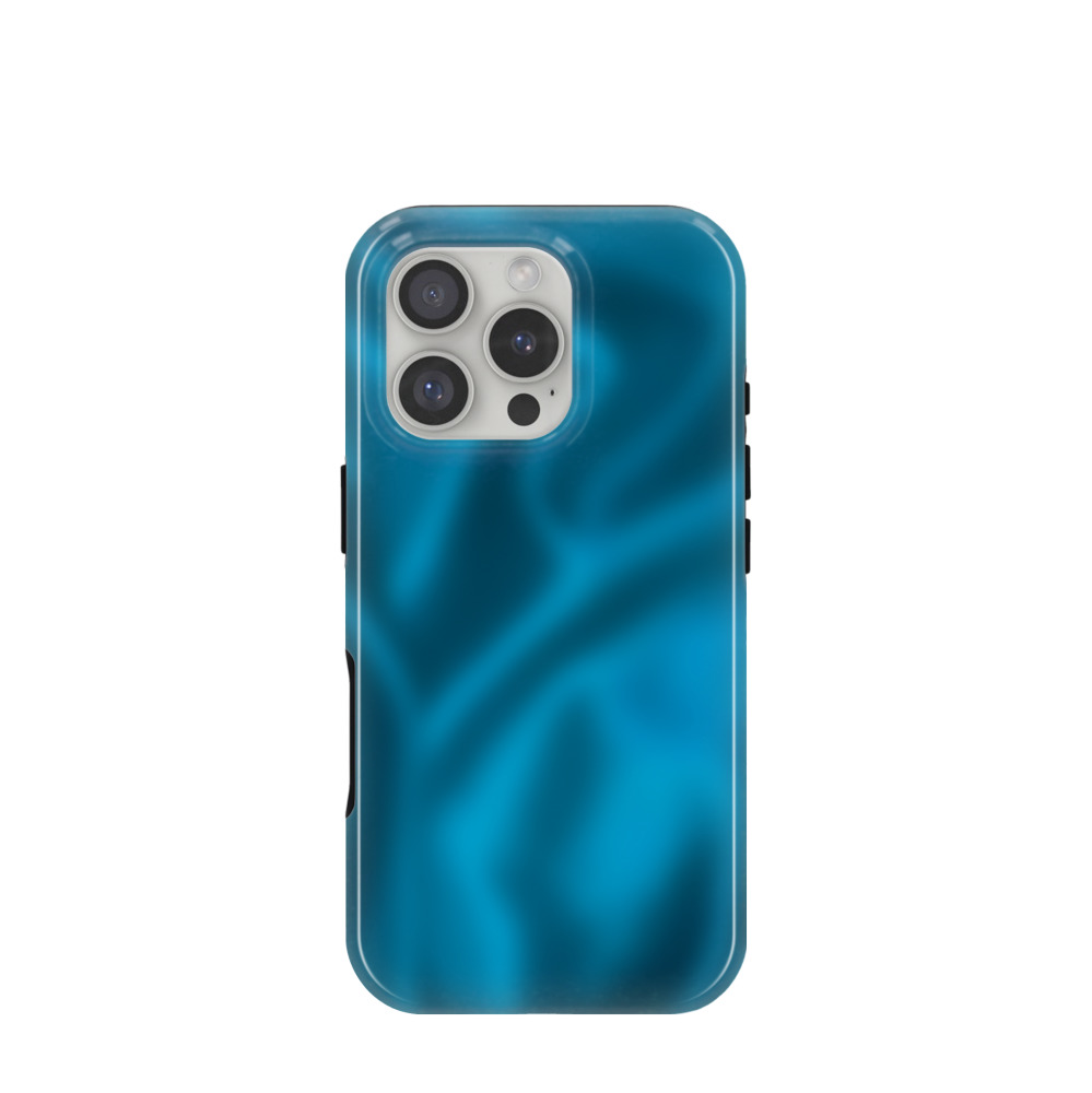 iPhone 16 Pro Hybrid (Kunststoff / Gummi) Hülle Seidenglanz 2 - Blau