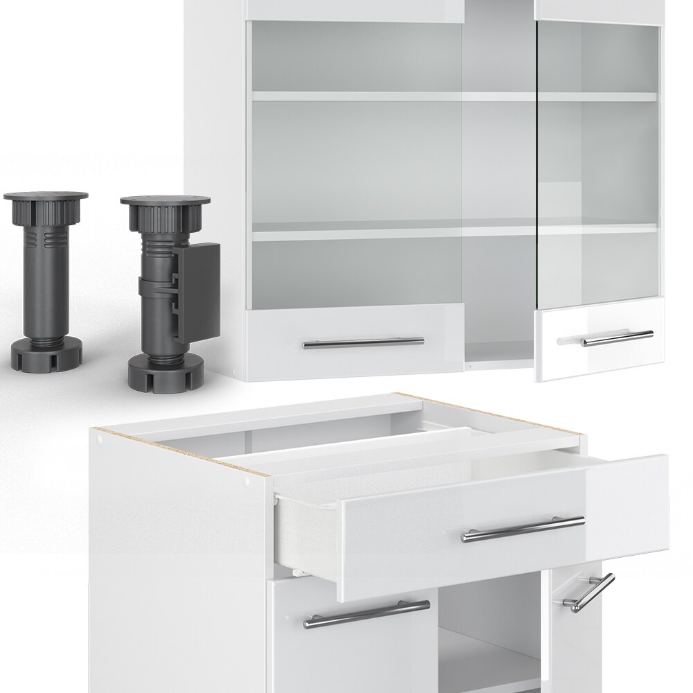Vicco Küchenzeile Single Einbauküche 140 cm Küchen Hochglanz Fame-Line