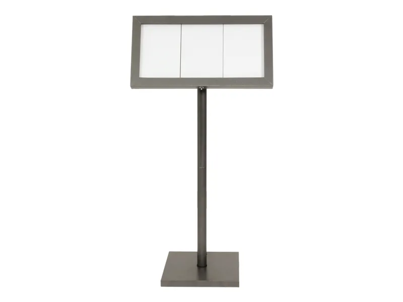Securit® COATED STEEL LED Informationsdisplay 135 til 3xA4, sort - komplet kit