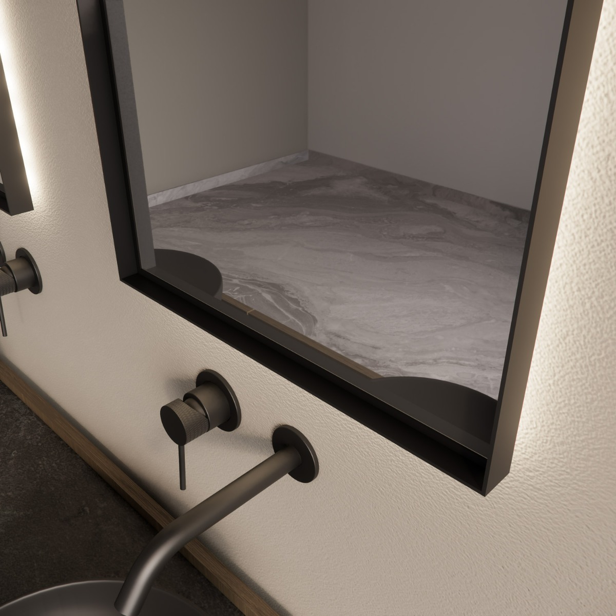 Gliss Design Delta spiegel met LED-verlichting 40x100cm mat zwart