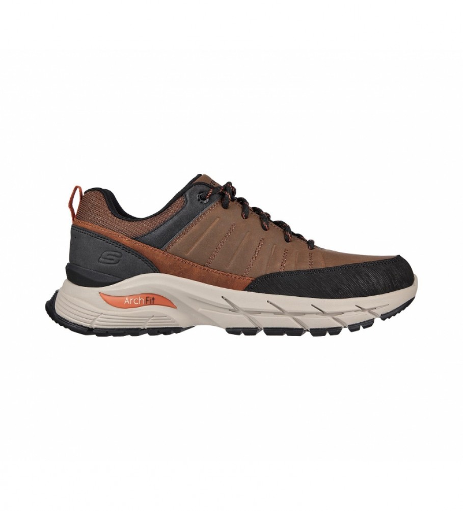 Tênis Skechers Arch Fit Baxer em couro marrom