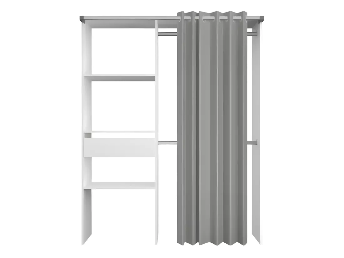 BARI Dressing non extensible Blanc 1 tiroir - L 143,5 x P 48 x H 181,9 cm