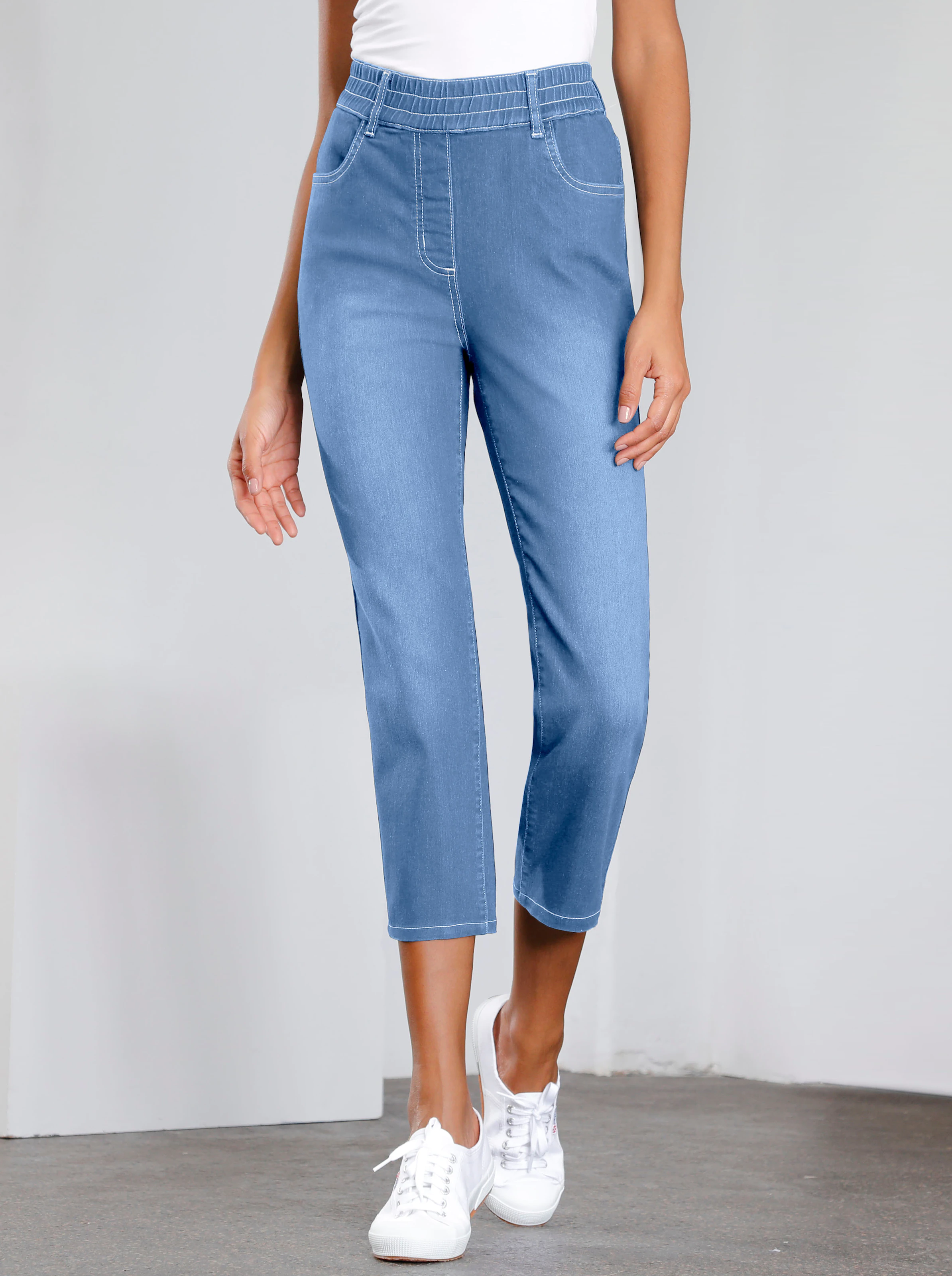 7/8-Jeans in blue-bleached