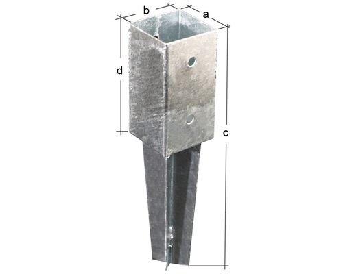 Grondhuls voor inbedding in beton, 91 x 91 x 350 mm, thermisch verzinkt, 1 stuk