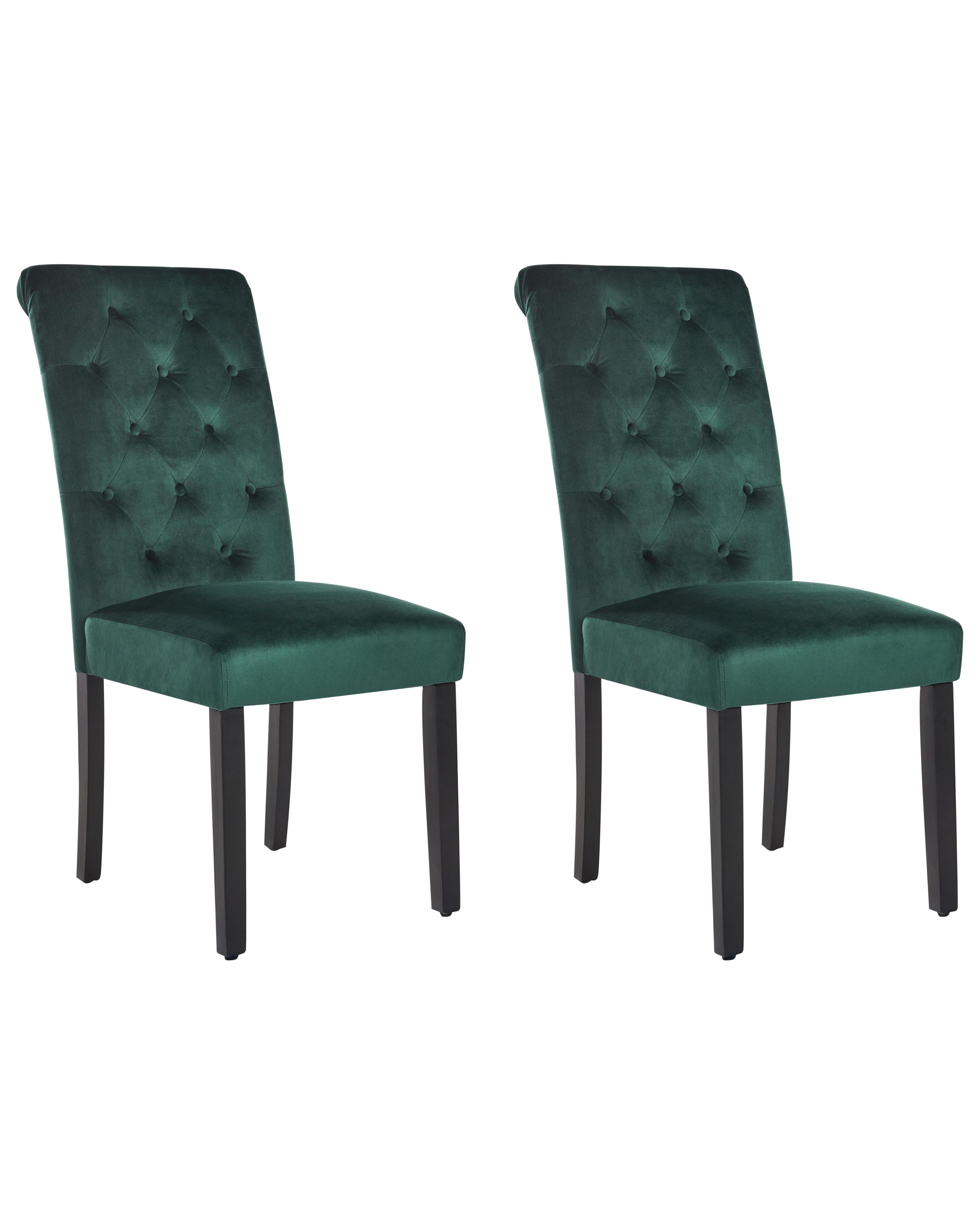 Set van 2 eetkamerstoelen VELVA Fluweel Donkergroen