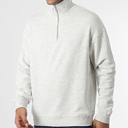 Sweat Col Zippé Oversize Large Brink Beige Clair Chiné