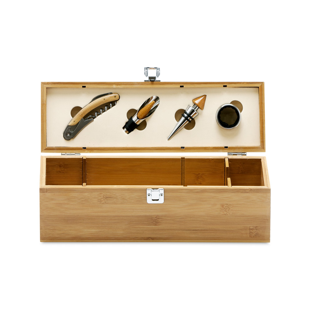 hi!dea 94189 - Set à vin en bambou, zinc et acier inoxydable