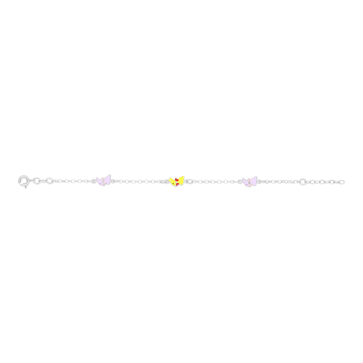 Bracelet argent 925 lapins laque multicolore 16,5 cm